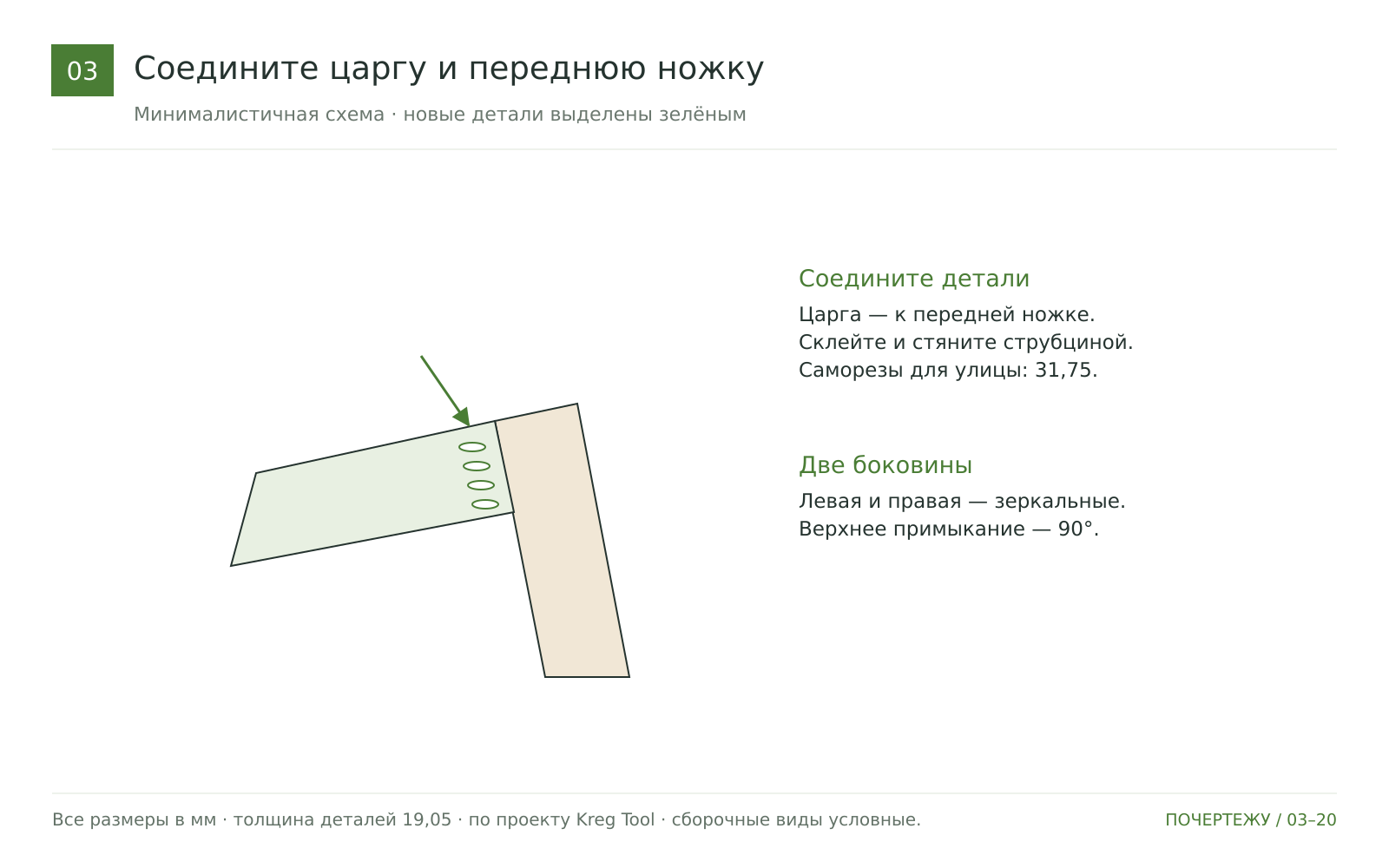 Соедините передние ножки с царгами
