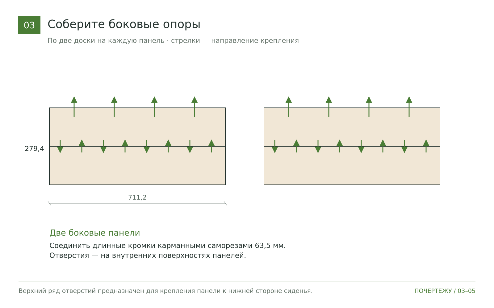 Соберите боковые опорные панели
