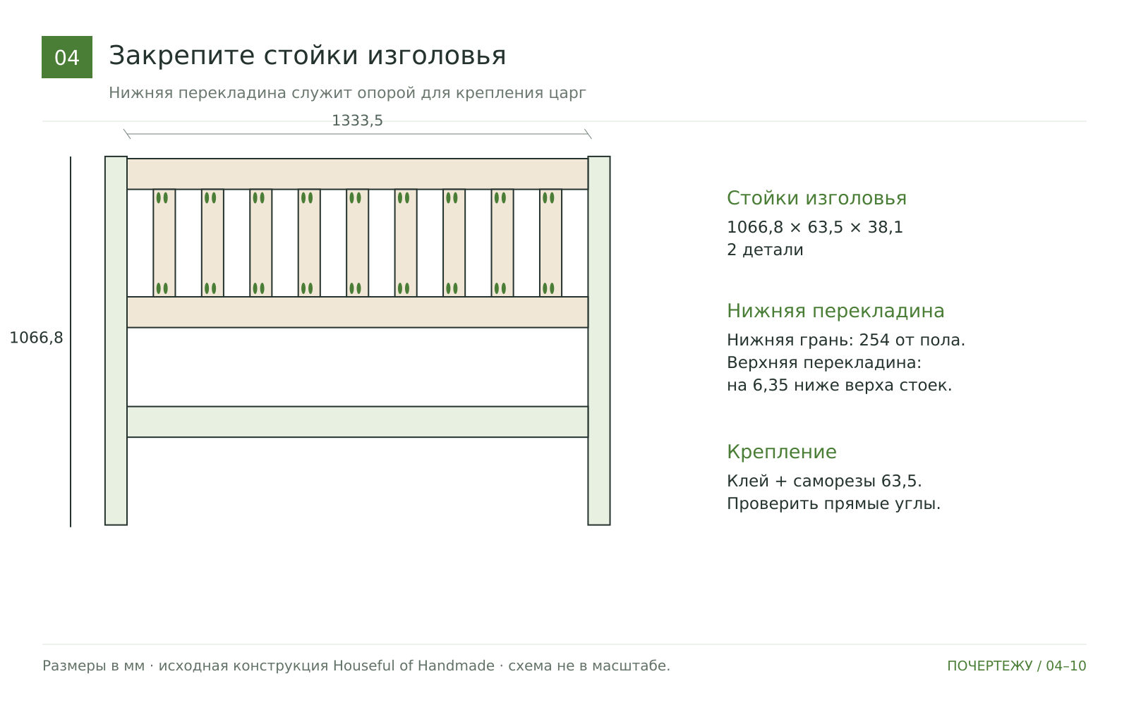 Прикрепите ножки изголовья