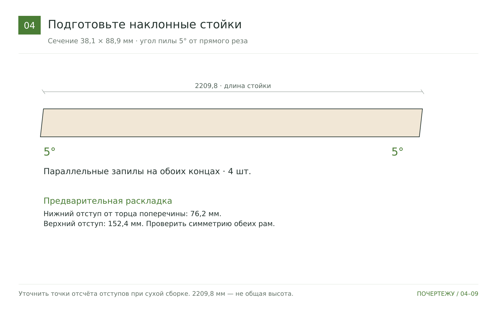 Подготовьте наклонные стойки