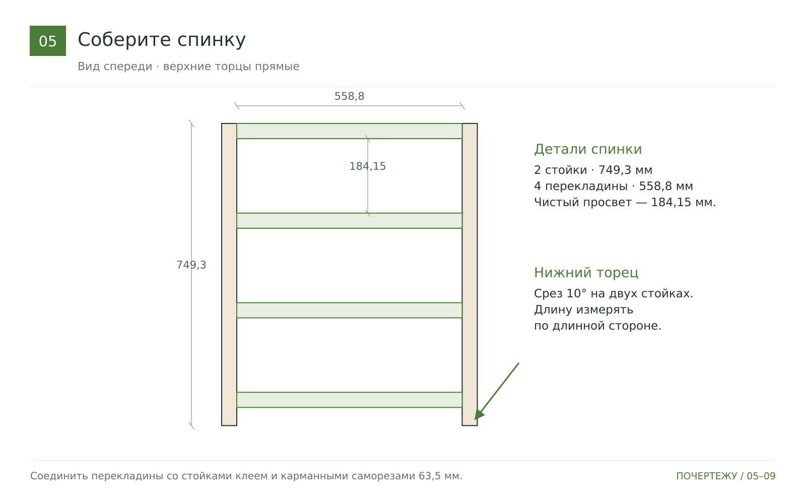 Соберите спинку