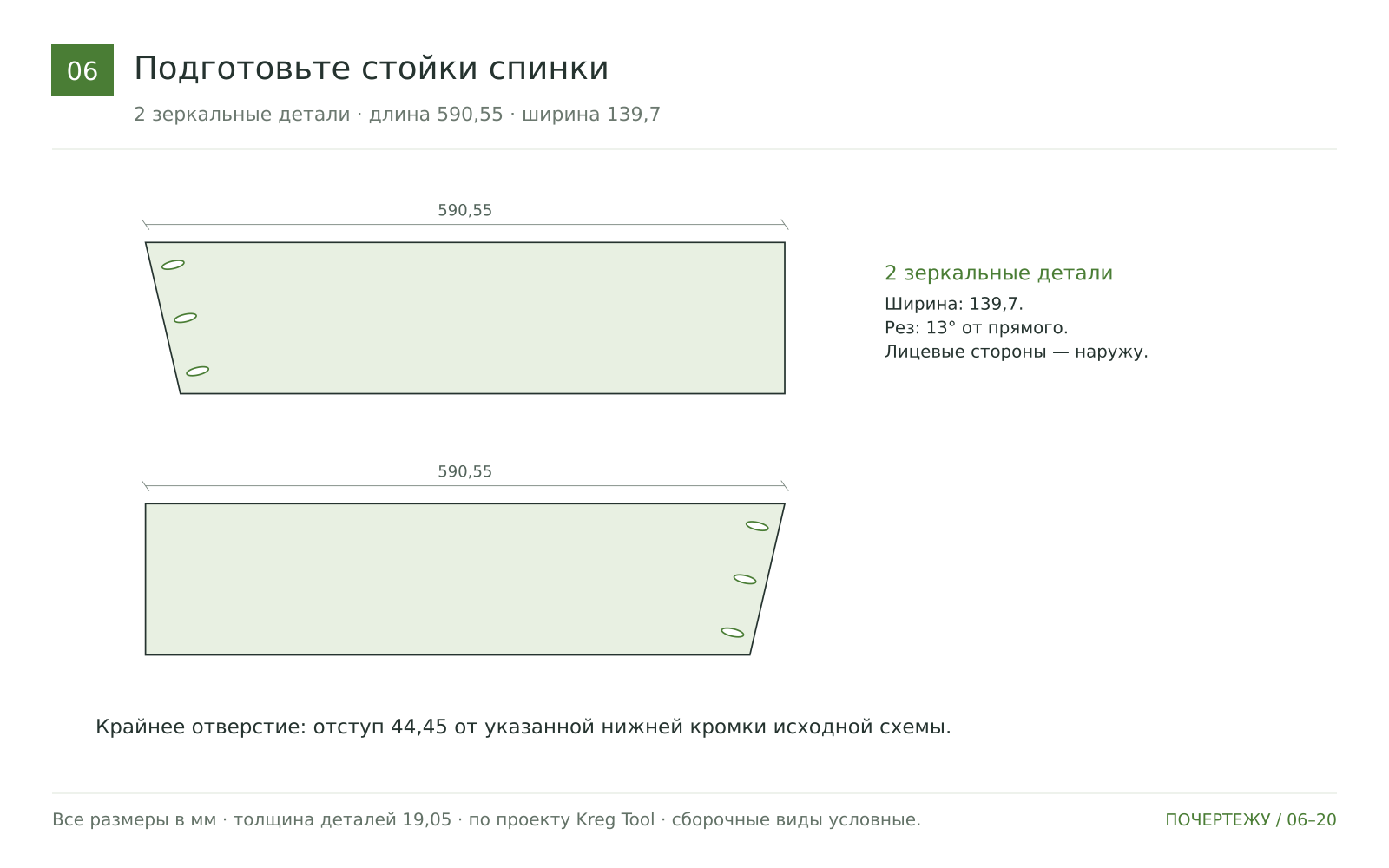 Вырежьте стойки спинки