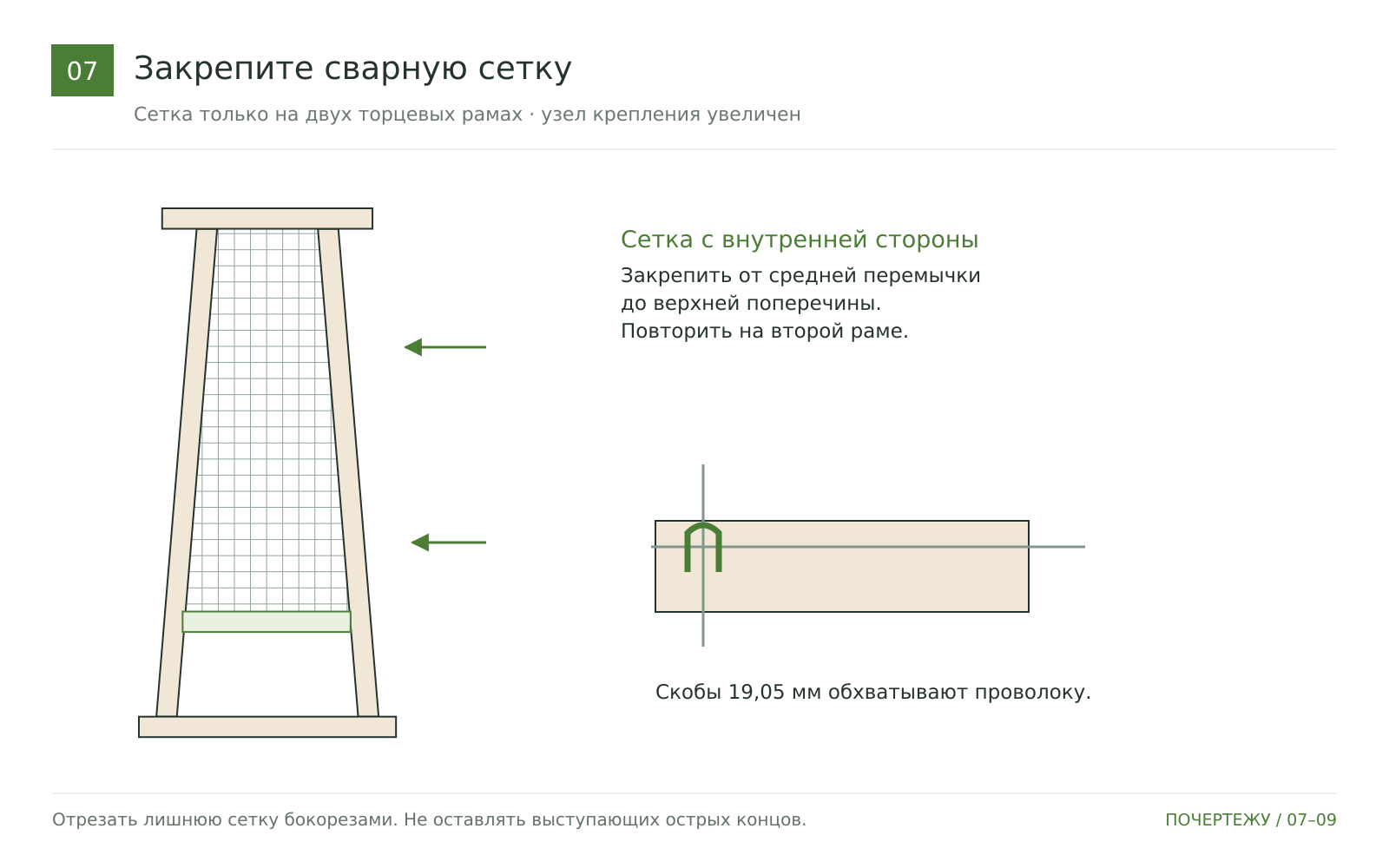 Закрепите сварную сетку