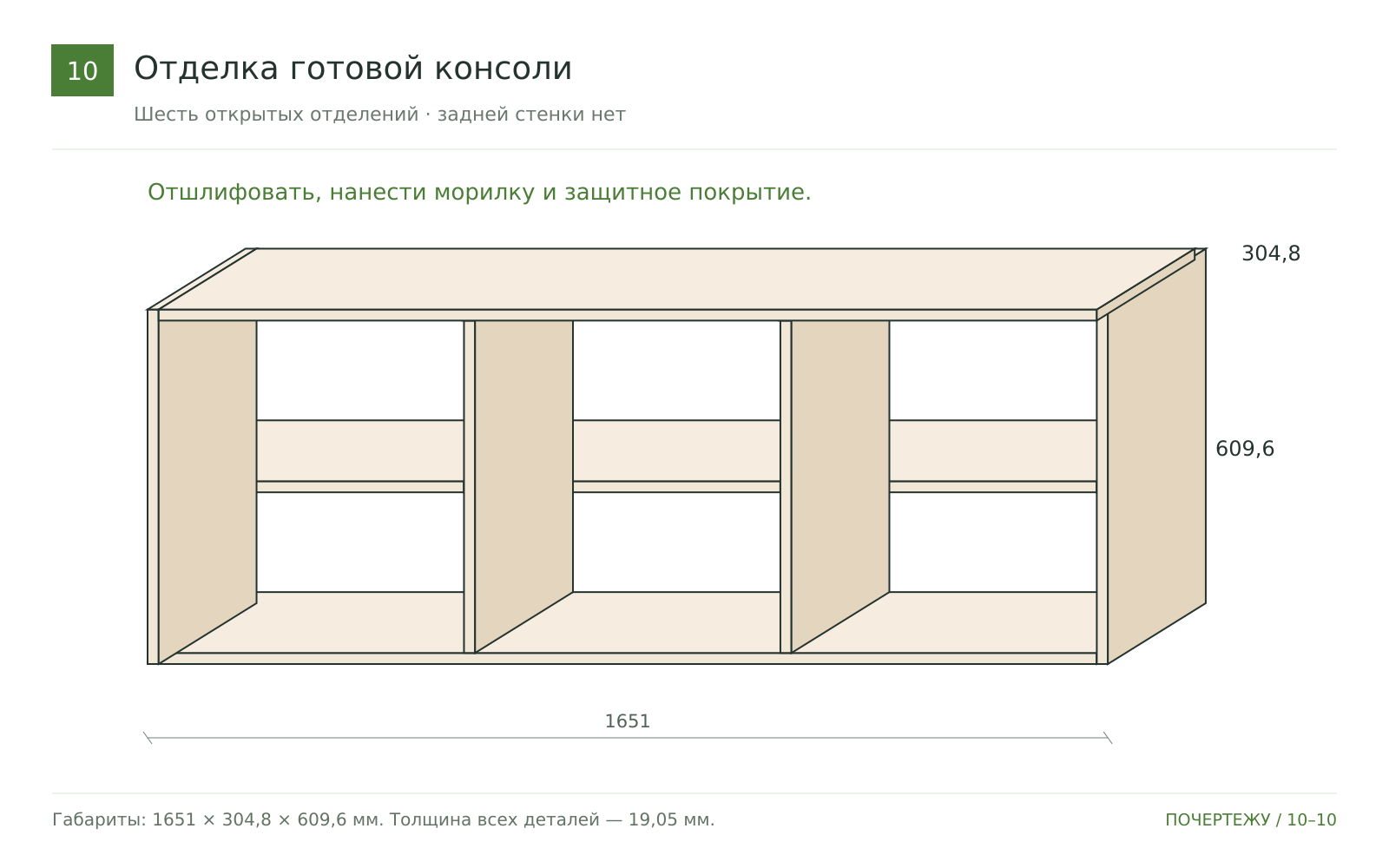 Отшлифуйте и выполните отделку