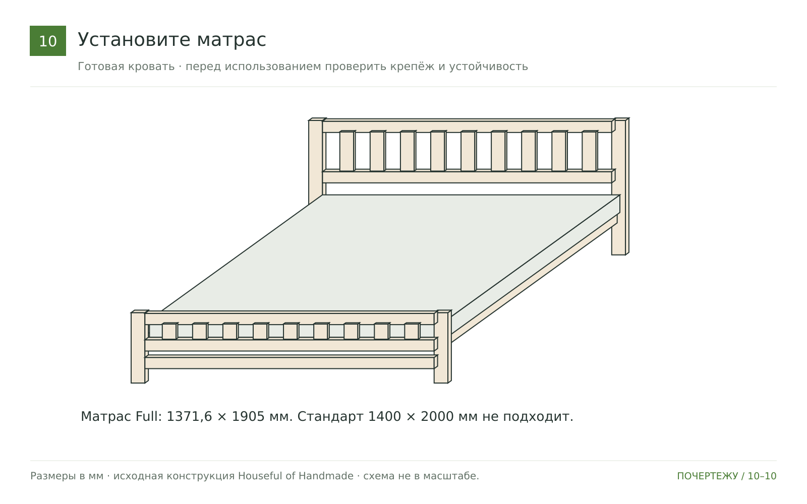 Установите матрас и проверьте кровать
