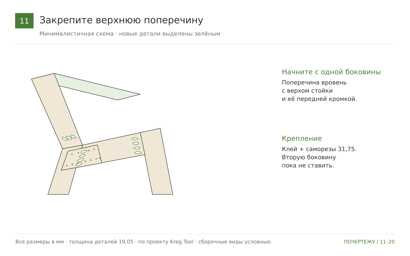 Закрепите верхнюю поперечину