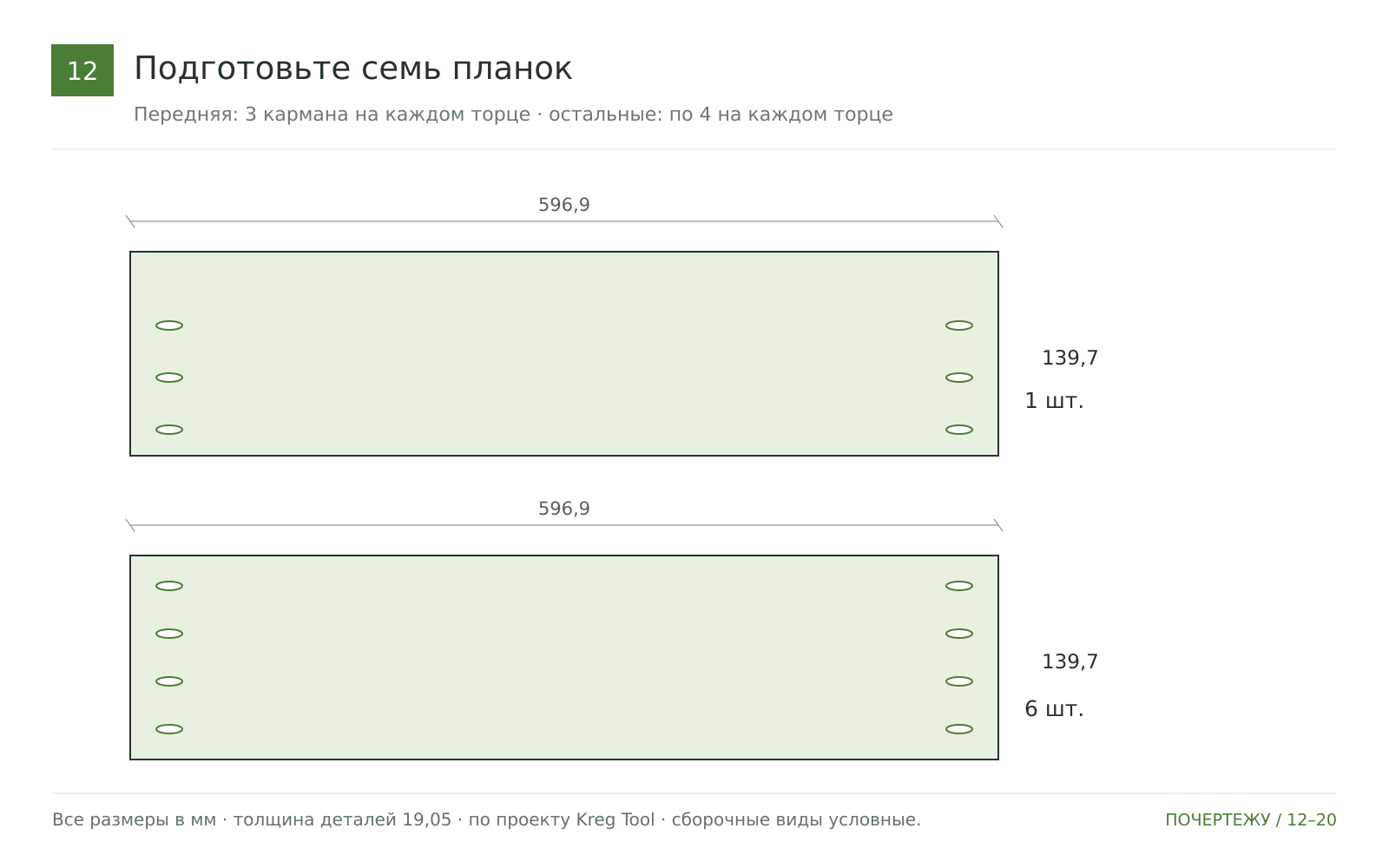Подготовьте семь планок