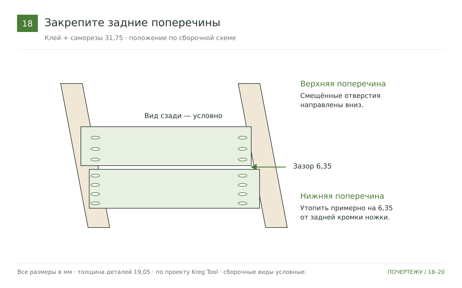Установите задние поперечины